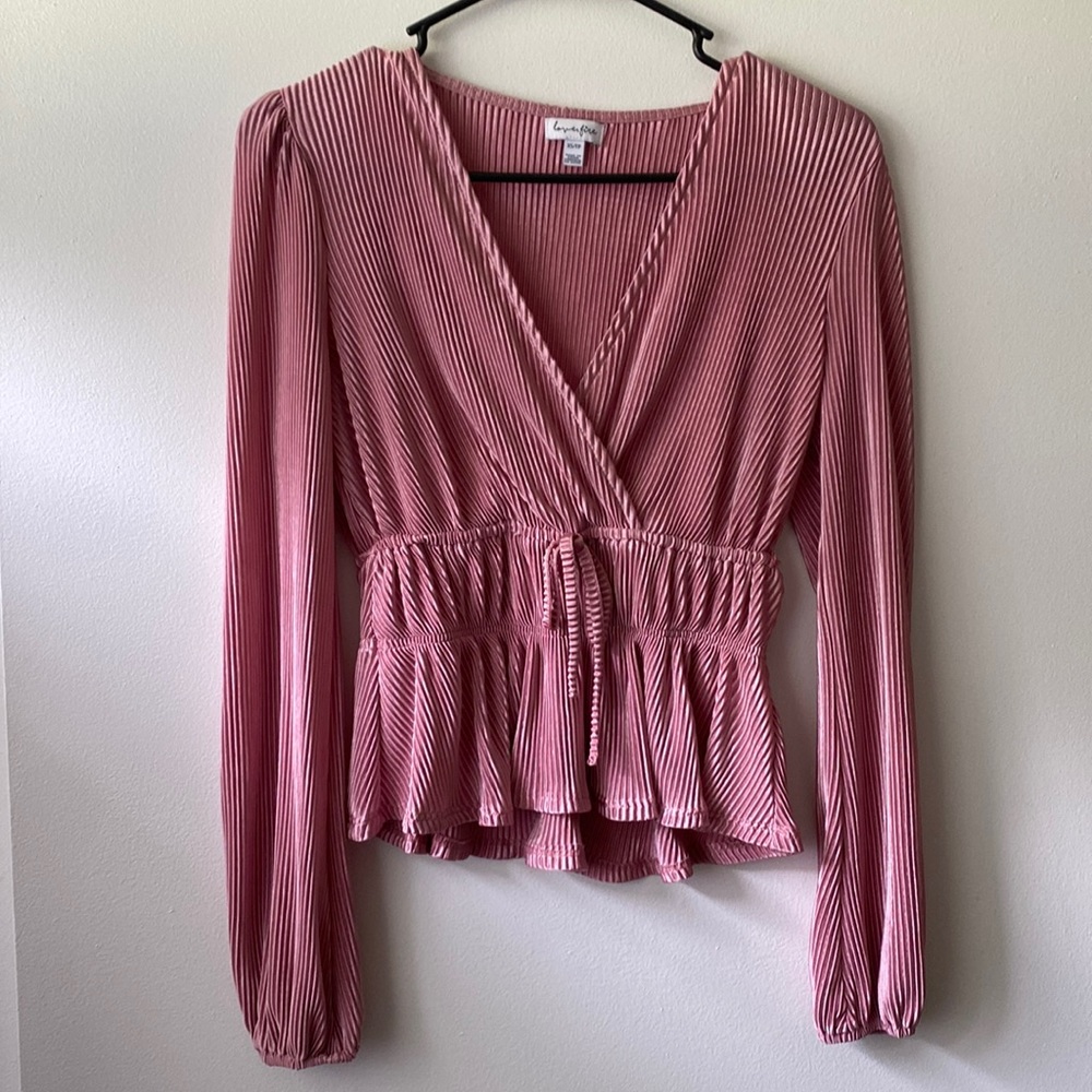 Pink long sleeve blouse top size xs